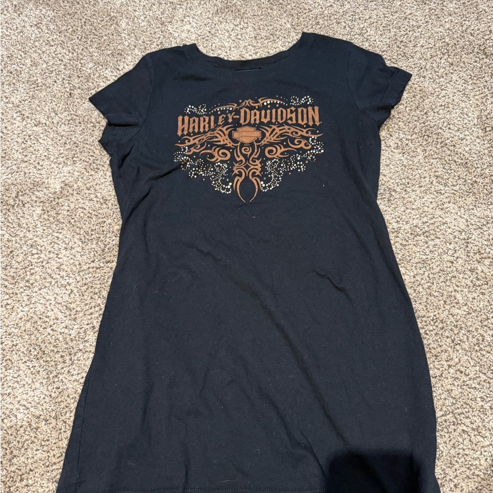 Harley-Davidson Black Tee with Bold Orange Emblem